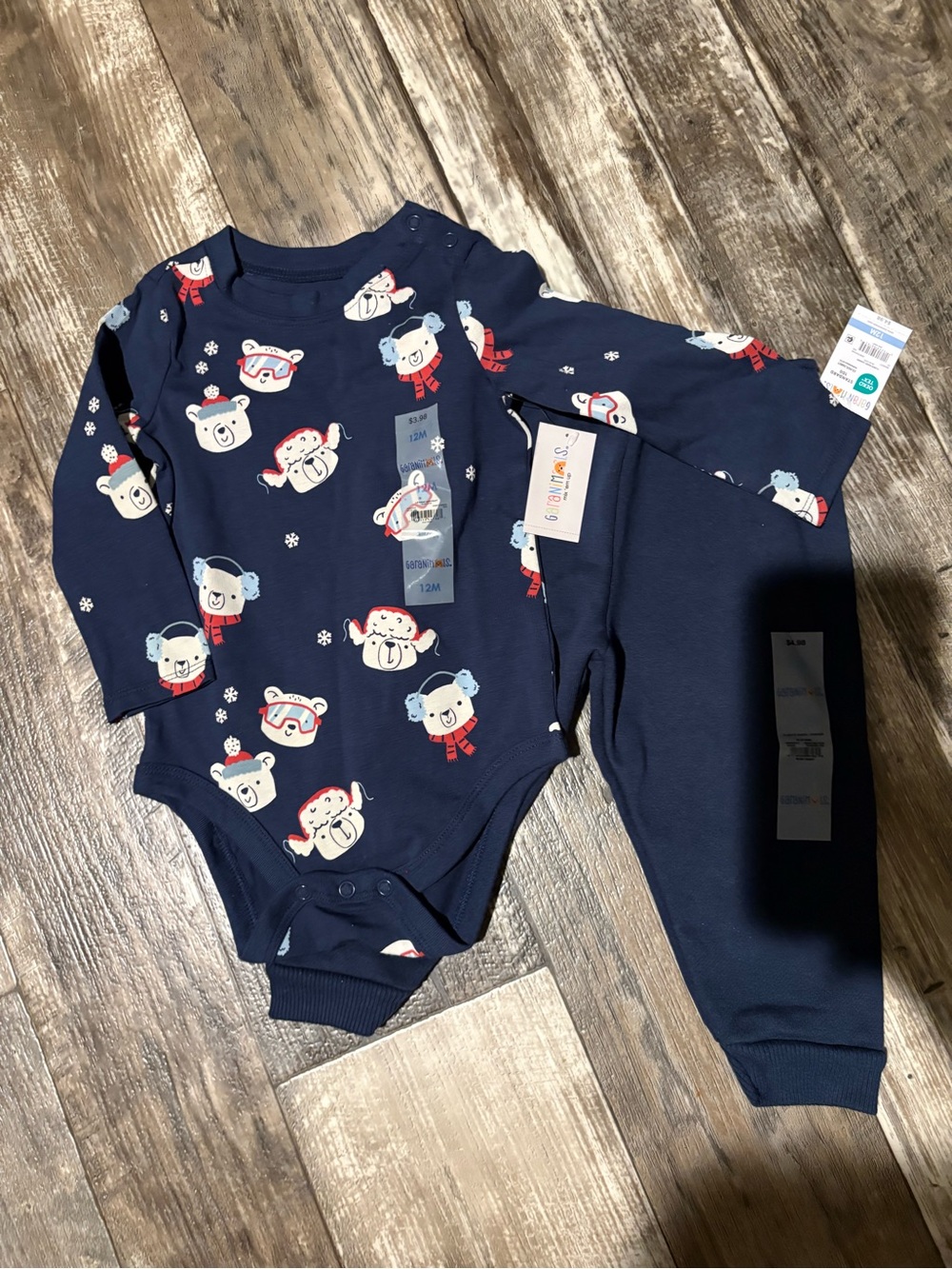 Garanimals Navy Polar Bear Print One-Piece and Pants Set. NWT!